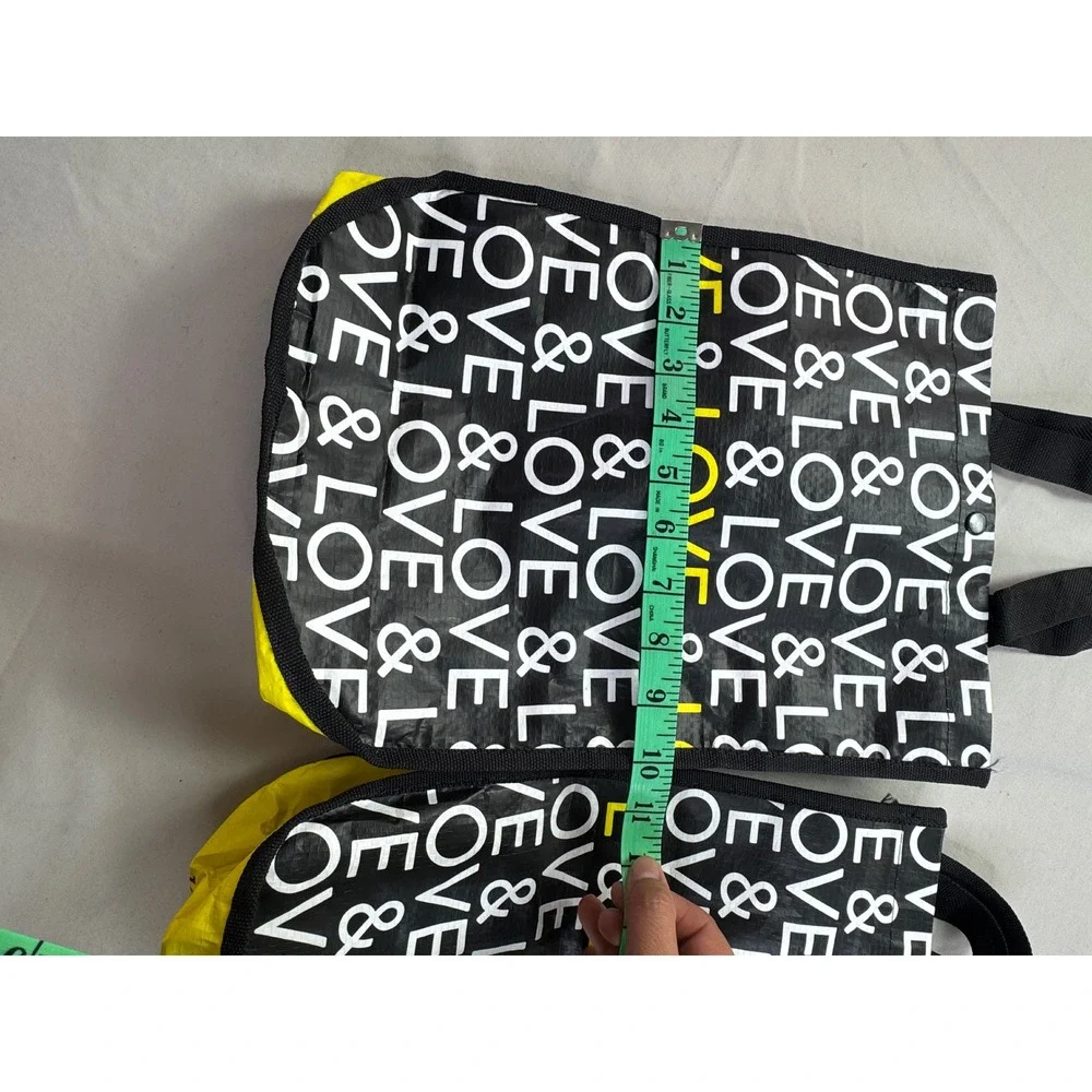 Kendra Scott Reusable Tote Bag Set of 2 Love & Love Recycled Plastic Black Yello